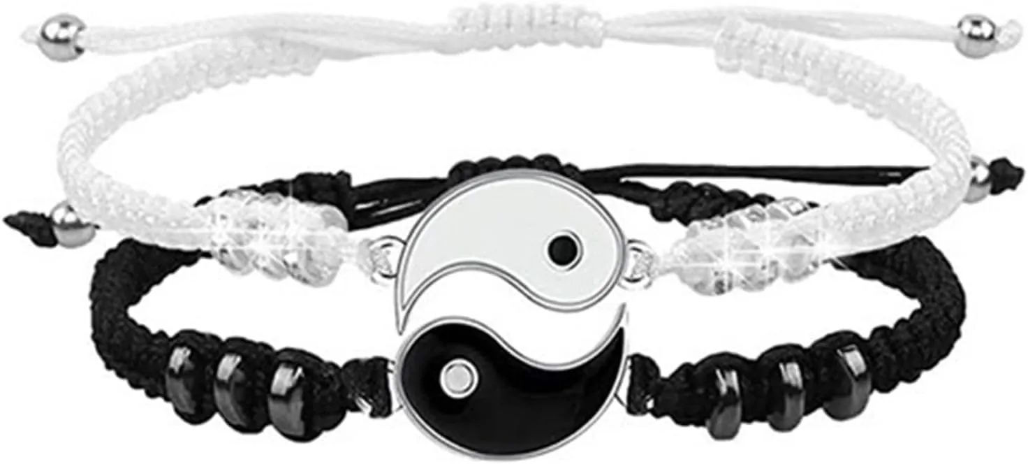 Black White Yin Yang Bracelets Tai Chi Bracelet for Couple Boyfriend Girlfriend Jewelry Gifts