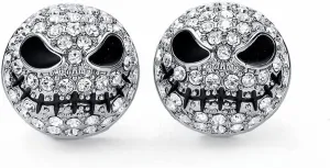Blingsoul Mare Night Horror Skull Earrings - Before Christmas Skellington Crystal Pave Jewelry