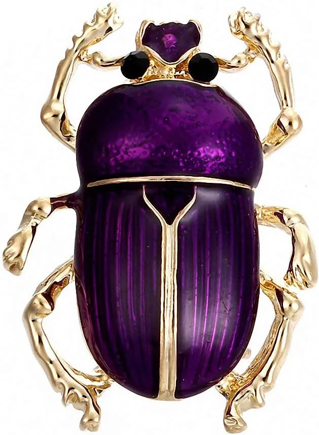 Blue Insects Brooches Gold Color Enamel Teflon Small Cockroach Brooch Pins Women Clips Jewelry