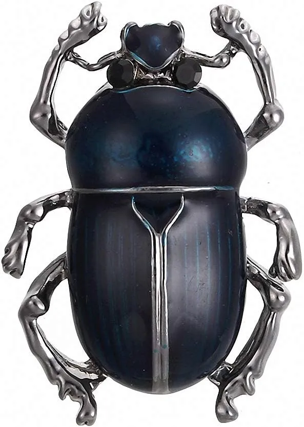 Blue Insects Brooches Gold Color Enamel Teflon Small Cockroach Brooch Pins Women Clips Jewelry