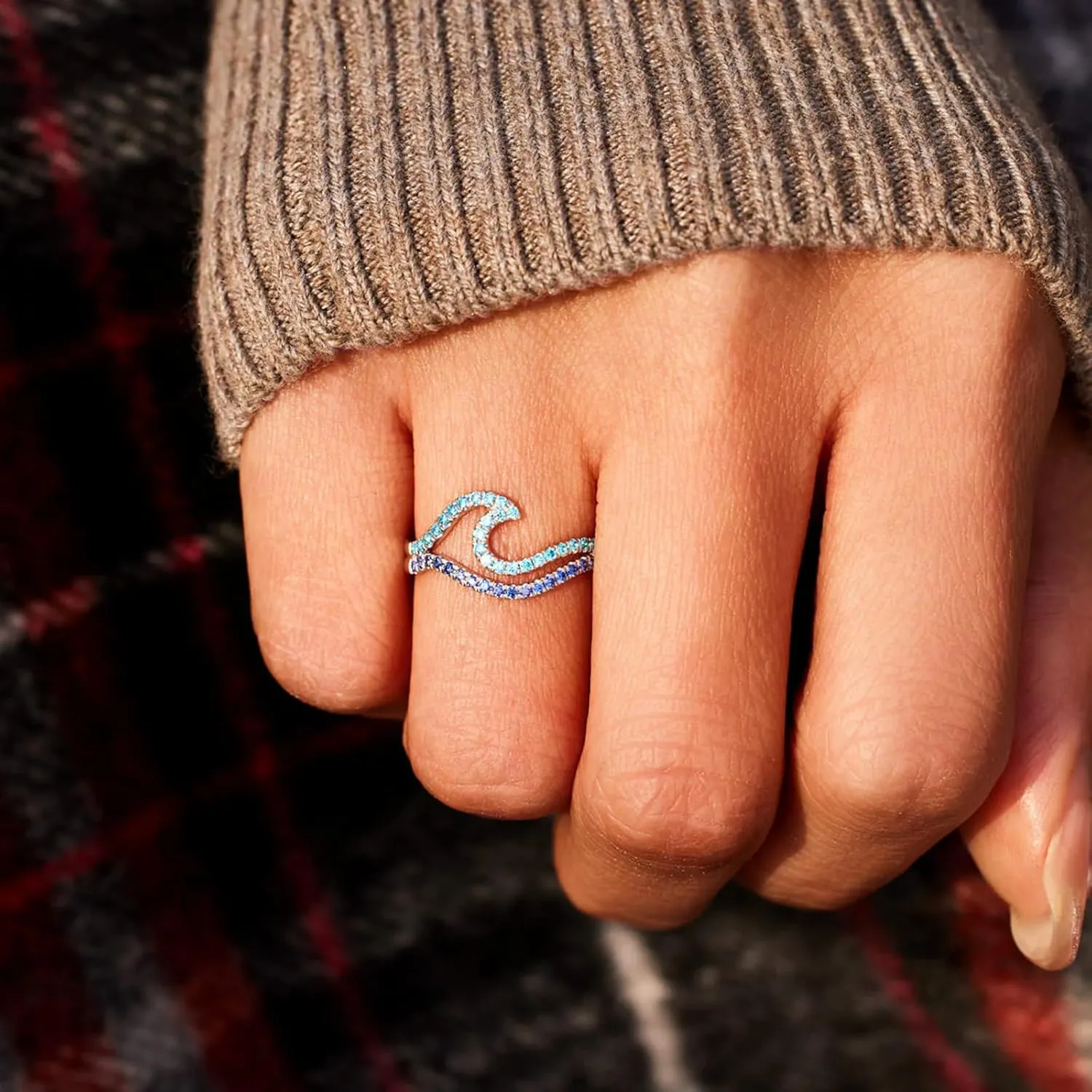 Blue Wave Ring A Self-Reminder - Youve Survived Too Many Storms Minimalist - High And Low Ring - Self Love Ring - Birthday Gift For Women