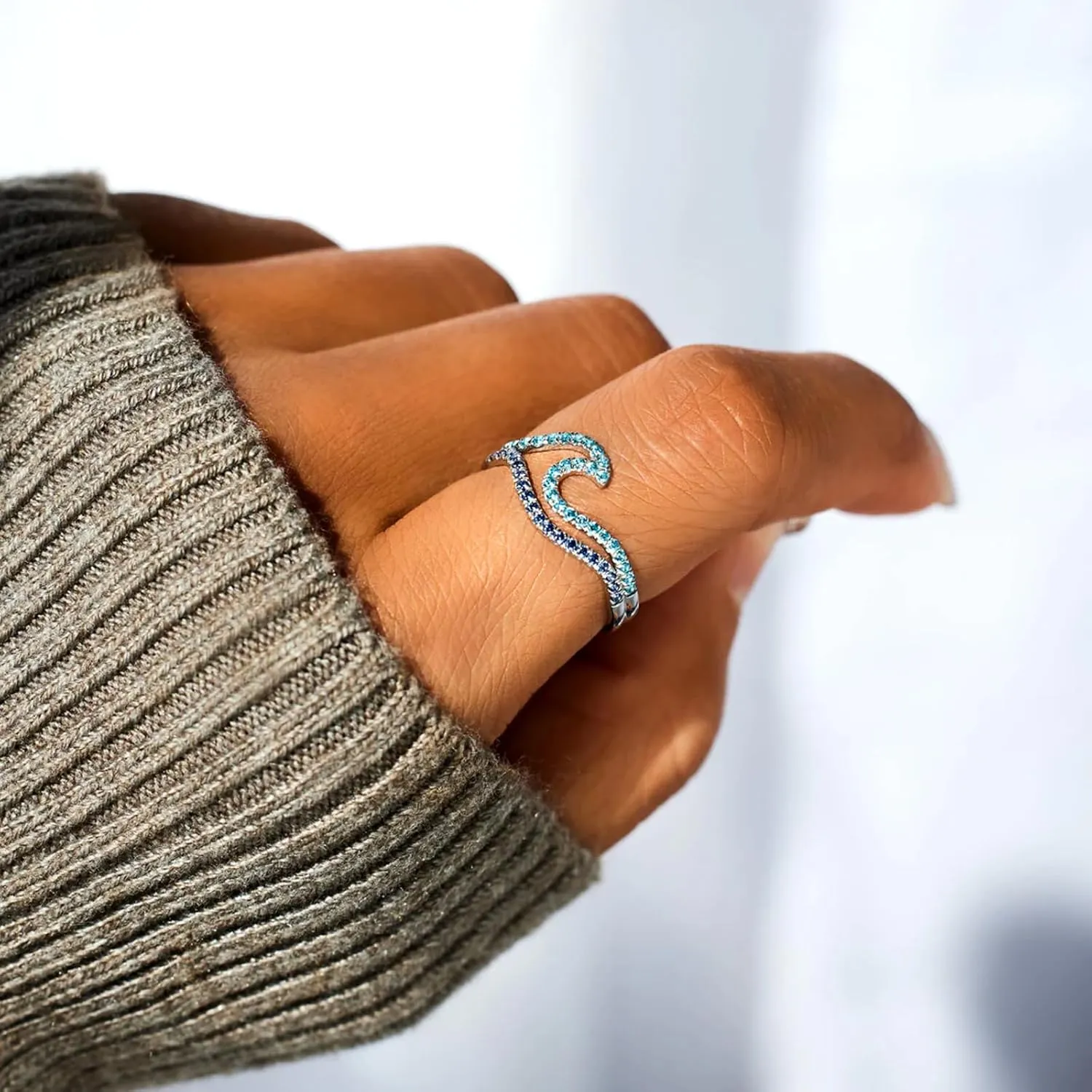 Blue Wave Ring A Self-Reminder - Youve Survived Too Many Storms Minimalist - High And Low Ring - Self Love Ring - Birthday Gift For Women