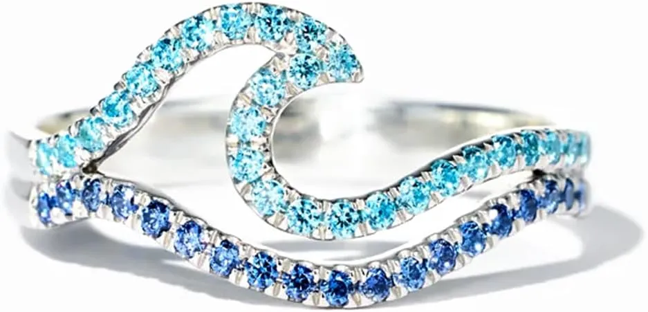 Blue Wave Ring A Self-Reminder - Youve Survived Too Many Storms Minimalist - High And Low Ring - Self Love Ring - Birthday Gift For Women