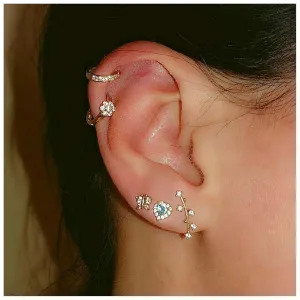 Bohemian Crystal Heart Stud Earrings Cz Flower Ear Cuff Earrings Paved Butterfly Earrings Gold Rhinestone Cartilage Cuff Earrings Branch Cz Climber Earrings Set Jewelry for Women and Girls