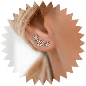 Boho Hollow Flower Ear Climber Earrings Gold Flower Crawler Earrings Tiny Filigree Flower Stud Earrings Minimalist Flower Earrings Jewelry for Women