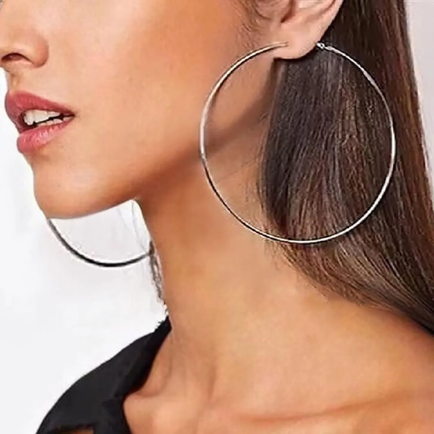 Boho Large Circle Hoop Earrings Huge Circle Gold Hoop Earrings Big Circle Drop Earrings Exaggerated Round Dangle Earrings Circle Huggie Hoop Earrings Jewelry for Women and Girls