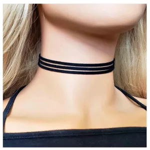 Boho Layered Leather Choker Necklace Black Suede Choker Necklace Short Velvet Necklaces Vintage Punk Necklace Jewelry for Women and Teen Girls