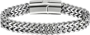 Bracelets for Men Stainless Steel Bracelet 6.5 mm Width Franco Chain Fashion Cool Link Chain Bracelet for Father Son Friend - Silver Black
