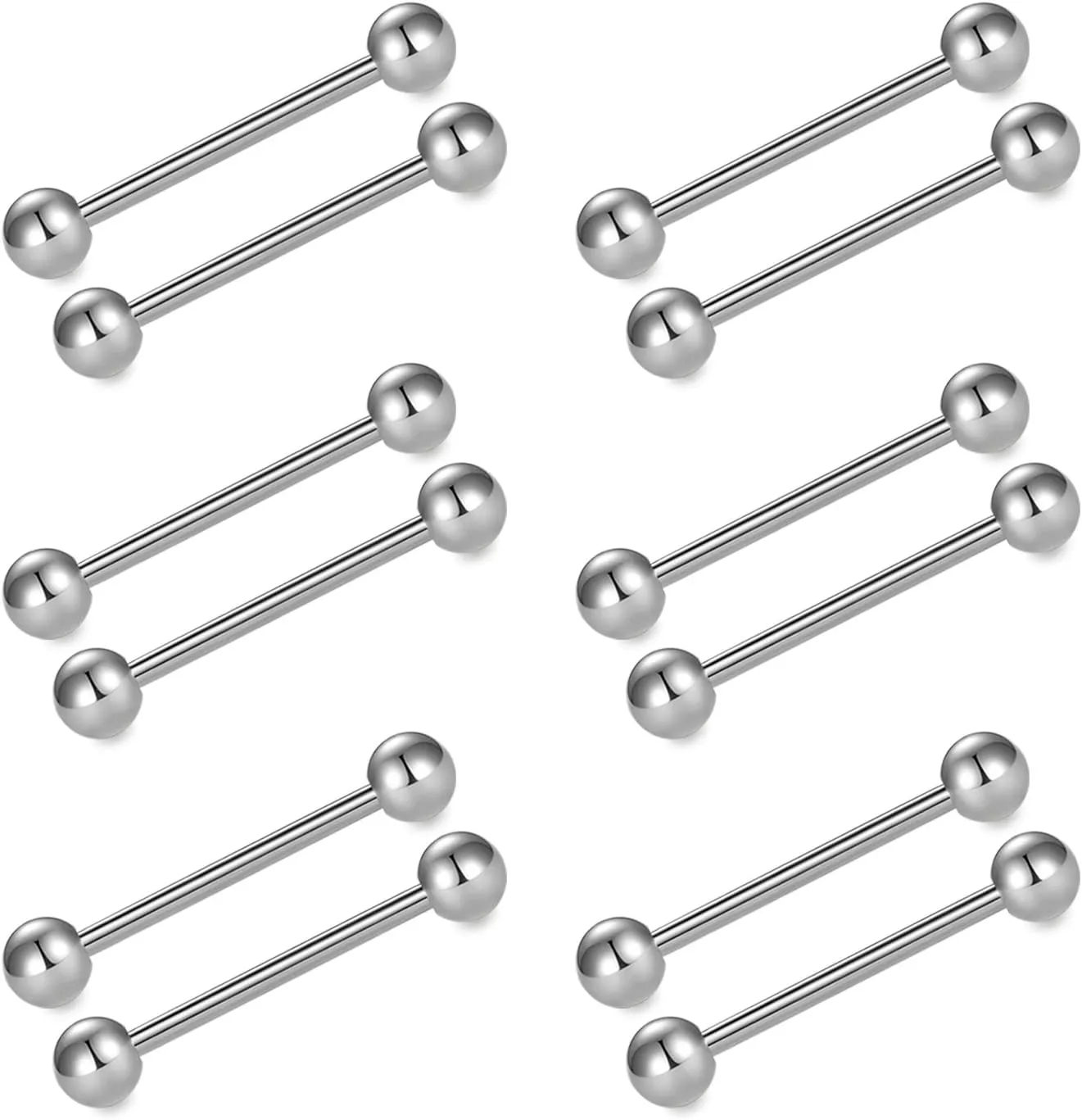 Briana Williams 14G Straight Barbell Tongue Rings for Women Stainless Steel Tongue Piercing Jewelry 12-18mm Bar Length for Nipple Rings Nipplerings Piercing