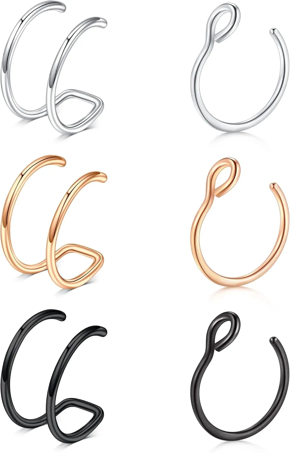 Briana Williams Fake Nose Ring Gold Fake Nose Rings for Women Clip On Fake Nose Piercing Non Piercing Faux Nose Piercing Jewelry