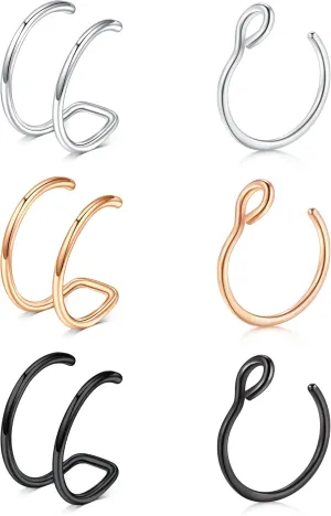 Briana Williams Fake Nose Ring Gold Fake Nose Rings for Women Clip On Fake Nose Piercing Non Piercing Faux Nose Piercing Jewelry