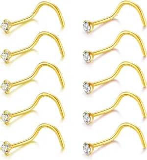 Briana Williams Nose Studs Nose Rings for Women 18G 20G Corkscrew Nose Ring Stainless Steel Nose Screw Studs Nose Rings Studs Surgical Steel Nostril Nose Piercing Jewelry