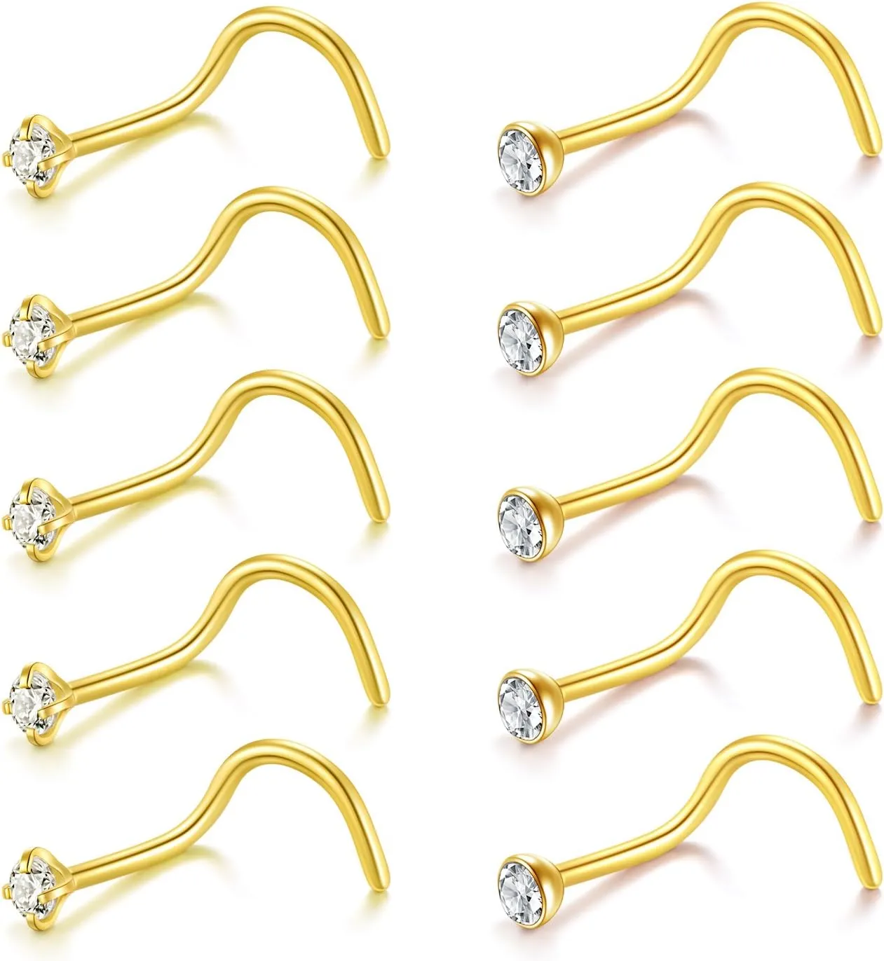 Briana Williams Nose Studs Nose Rings for Women 18G 20G Corkscrew Nose Ring Stainless Steel Nose Screw Studs Nose Rings Studs Surgical Steel Nostril Nose Piercing Jewelry