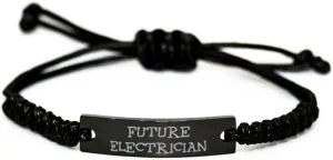 Brilliant Electrician Gifts, Future Electrician, Special Birthday Black Rope Bracelet Gifts For Coworkers From Friends, Couples bracelet, His and Hers bracelet, Friendship bracelet, Gift for friends