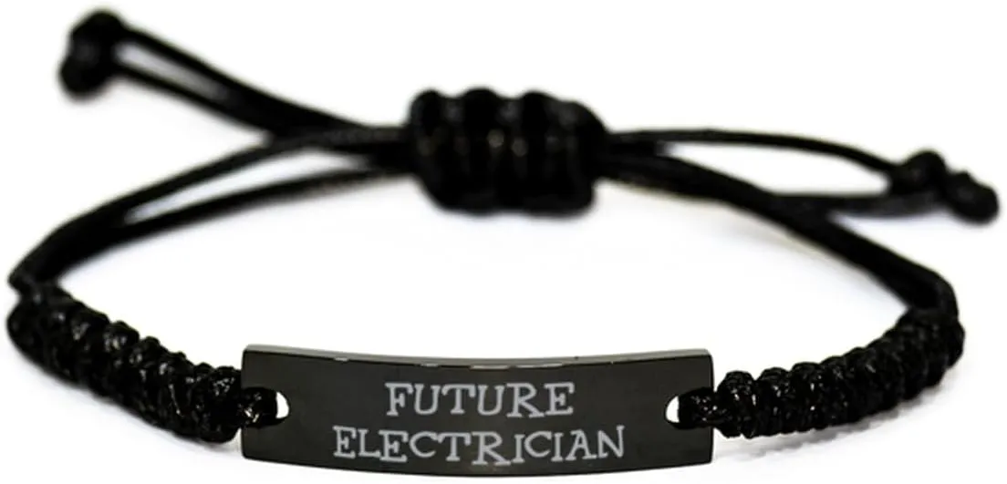 Brilliant Electrician Gifts, Future Electrician, Special Birthday Black Rope Bracelet Gifts For Coworkers From Friends, Couples bracelet, His and Hers bracelet, Friendship bracelet, Gift for friends