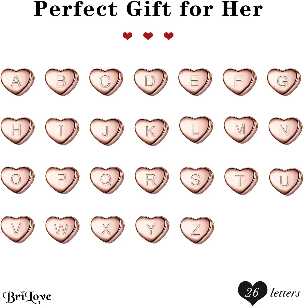 BriLove Personalized 925 Sterling Silver Dainty Small Tiny Initial Heart Pendant Choker Necklace Gift for Women Mothers Day/Valentines Day/Birthday/Christmas/Anniversary Rose-Gold-Toned
