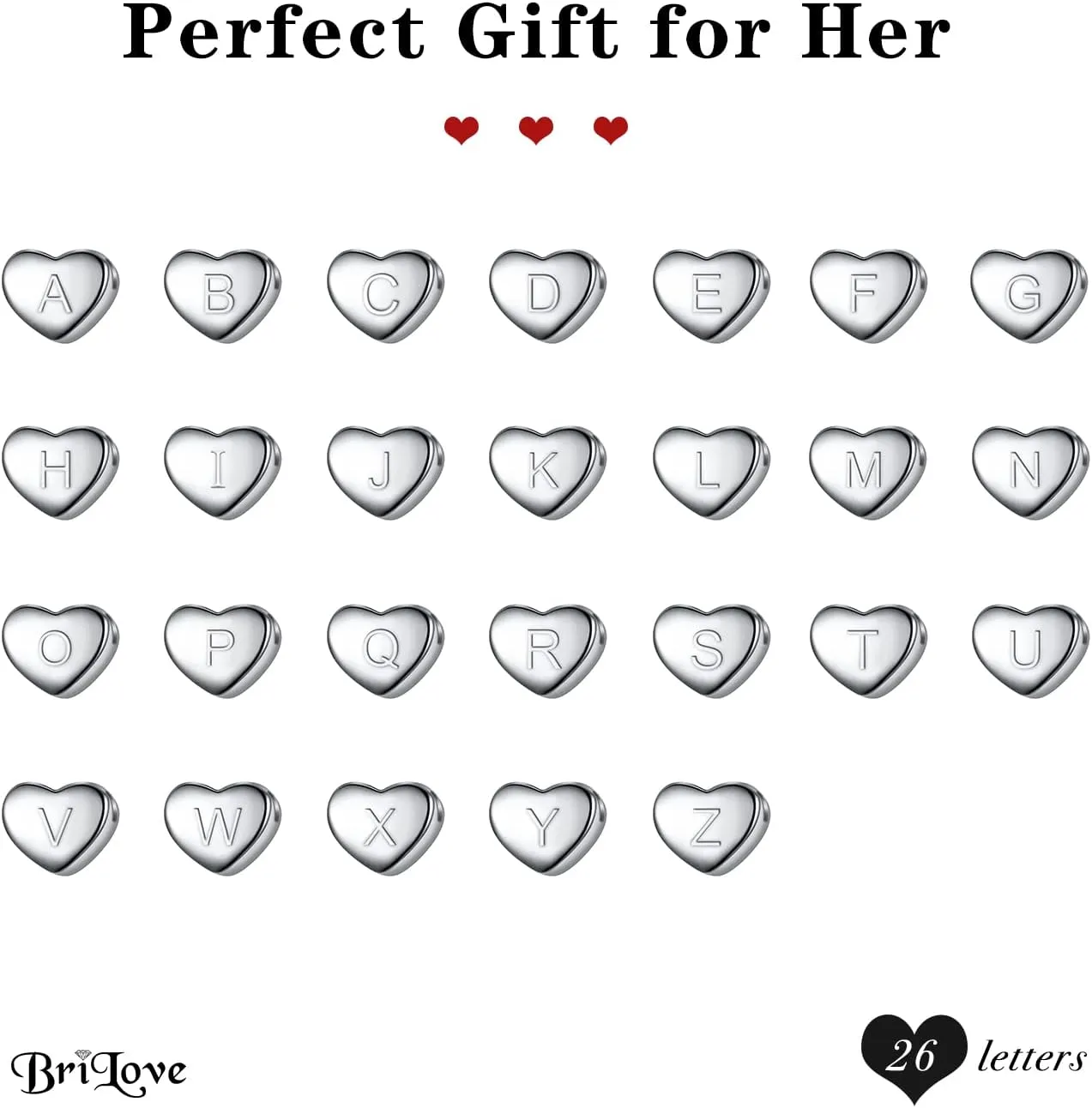 BriLove Personalized 925 Sterling Silver Dainty Small Tiny Initial Heart Pendant Choker Necklace Gift for Women Mothers Day/Valentines Day/Birthday/Christmas/Anniversary