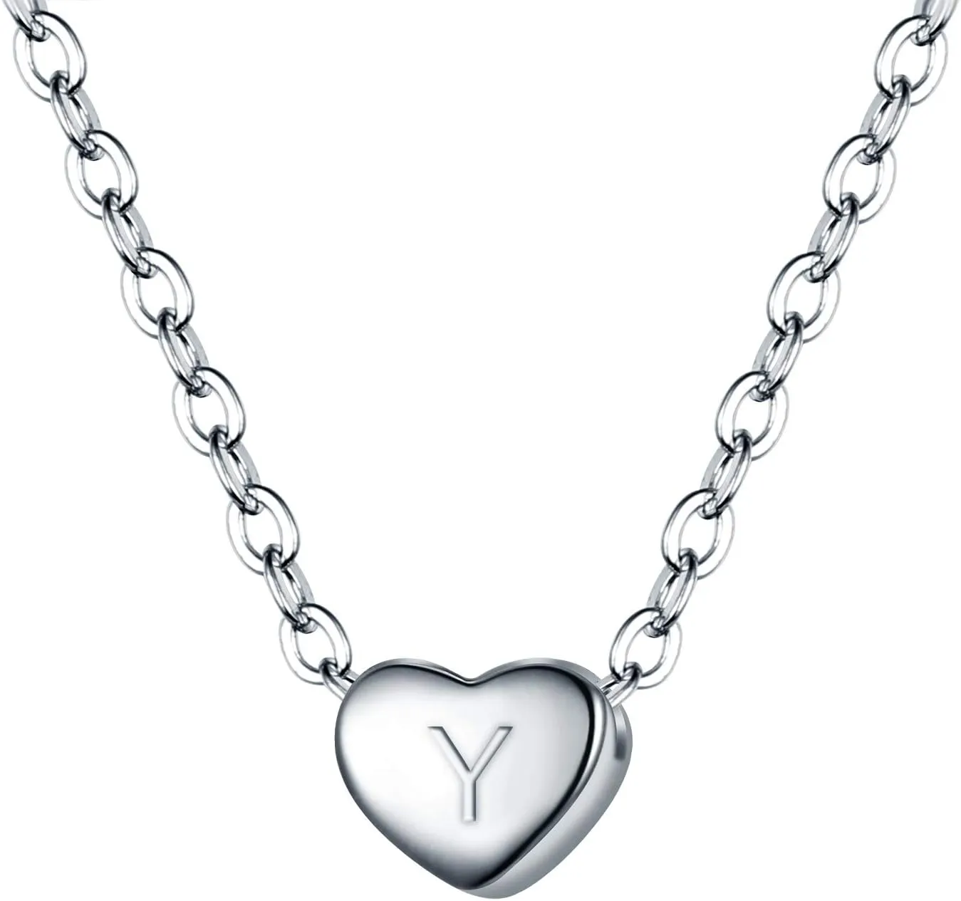 BriLove Personalized 925 Sterling Silver Dainty Small Tiny Initial Heart Pendant Choker Necklace Gift for Women Mothers Day/Valentines Day/Birthday/Christmas/Anniversary