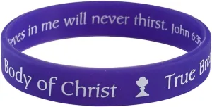 Bulk Body of Christ First Communion Silicone Sport Bracelets with Prayer Card, Pack of 24