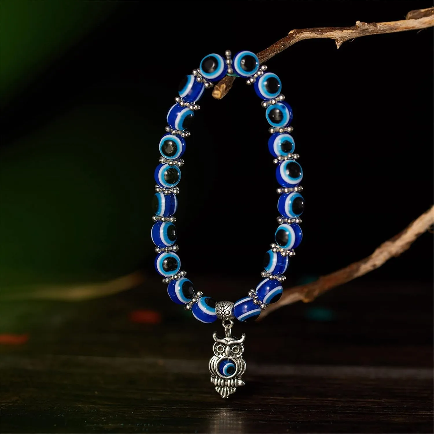 Caiyao Evil Eye Bead Bracelet Stretchy Hamsa Palm of Fatima Hand Butterfly Owl Elephant Tortoise Animal Amulet Bracelet for Women Men Friend Protection Jewelry Good Luck Gift