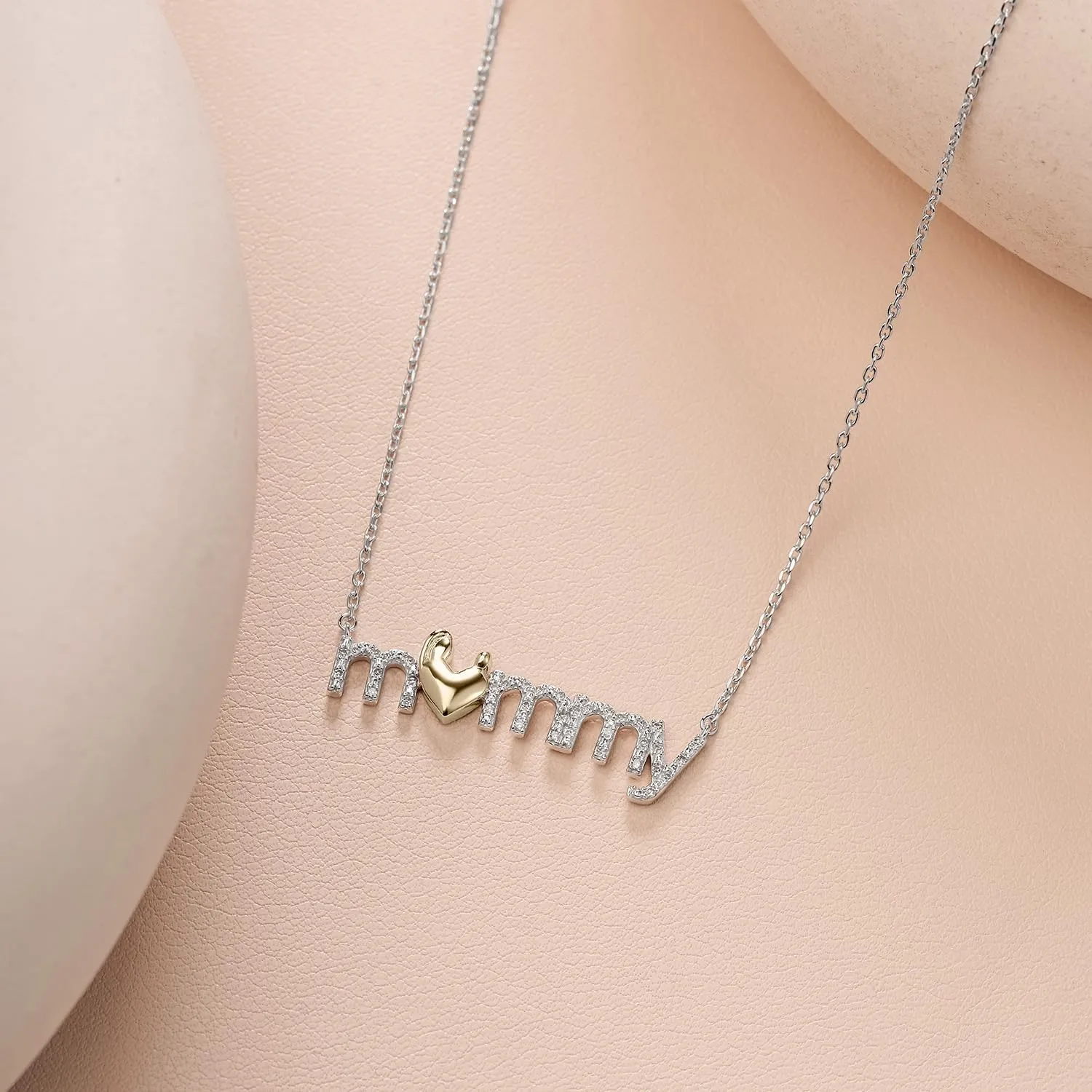 Cali Trove Mothers Day Birthday Gifts For Mom | 925 Sterling Silver Pendant for Women | 1/10cttw White Diamond Necklace for Women | 'Mommy' Pendant Necklace Gift for her | Fashion Jewelry for Women