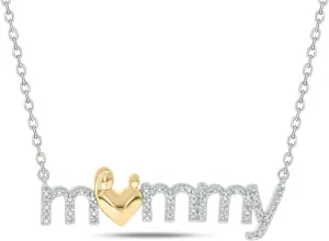 Cali Trove Mothers Day Birthday Gifts For Mom | 925 Sterling Silver Pendant for Women | 1/10cttw White Diamond Necklace for Women | 'Mommy' Pendant Necklace Gift for her | Fashion Jewelry for Women