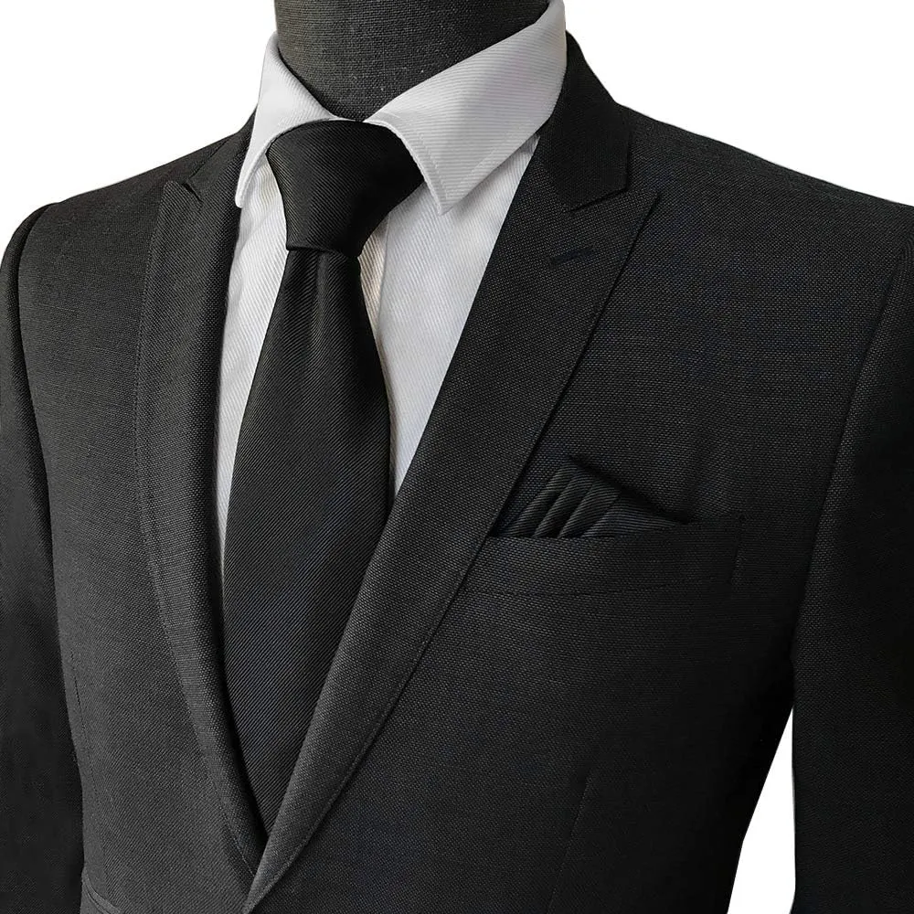 CANGRON Men Long Tie Set 63" XL Necktie with Pocket Square Cufflinks Giftbox