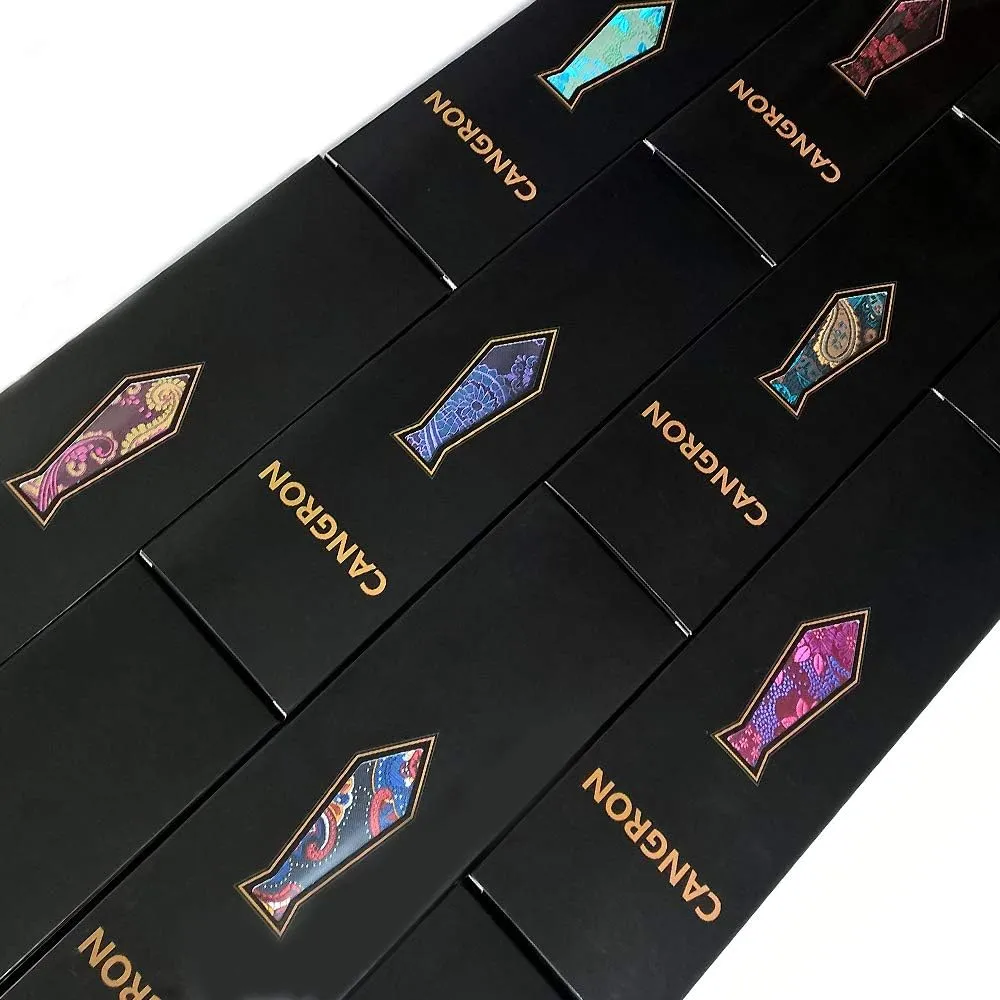 CANGRON Men Long Tie Set 63" XL Necktie with Pocket Square Cufflinks Giftbox
