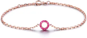 Carleen 14K Solid White/Rose Gold Open Circle Forever Love Friendship Genuine Blue Sapphire/Red Ruby Delicate Bracelet Dainty Jewelry Gift for Her Women Wife, 7"   1.2" Extender