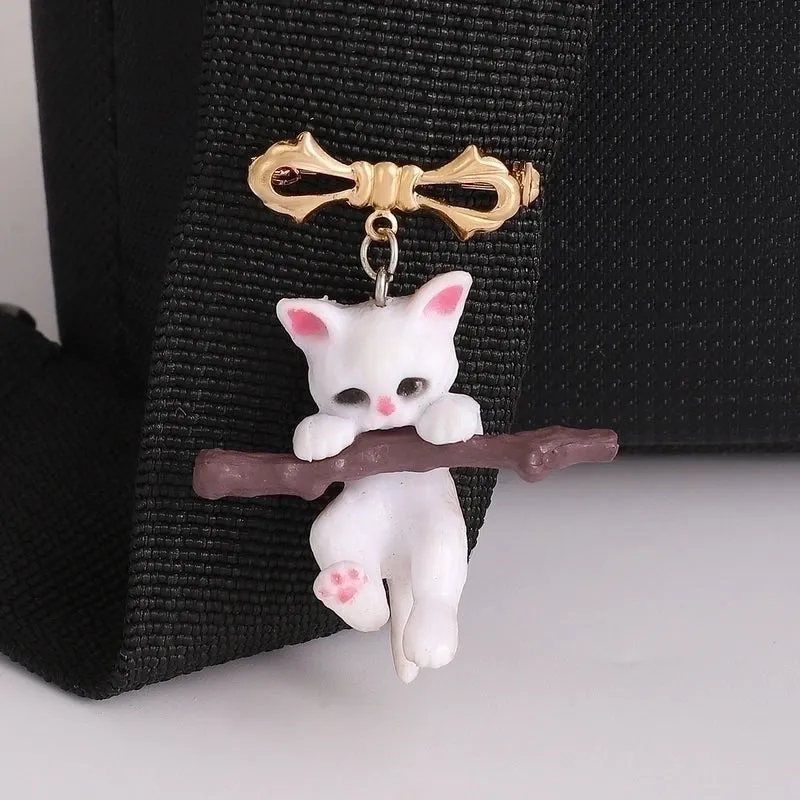 Cartoon Style Branches Cat Resin Women's Brooches 1 Piece