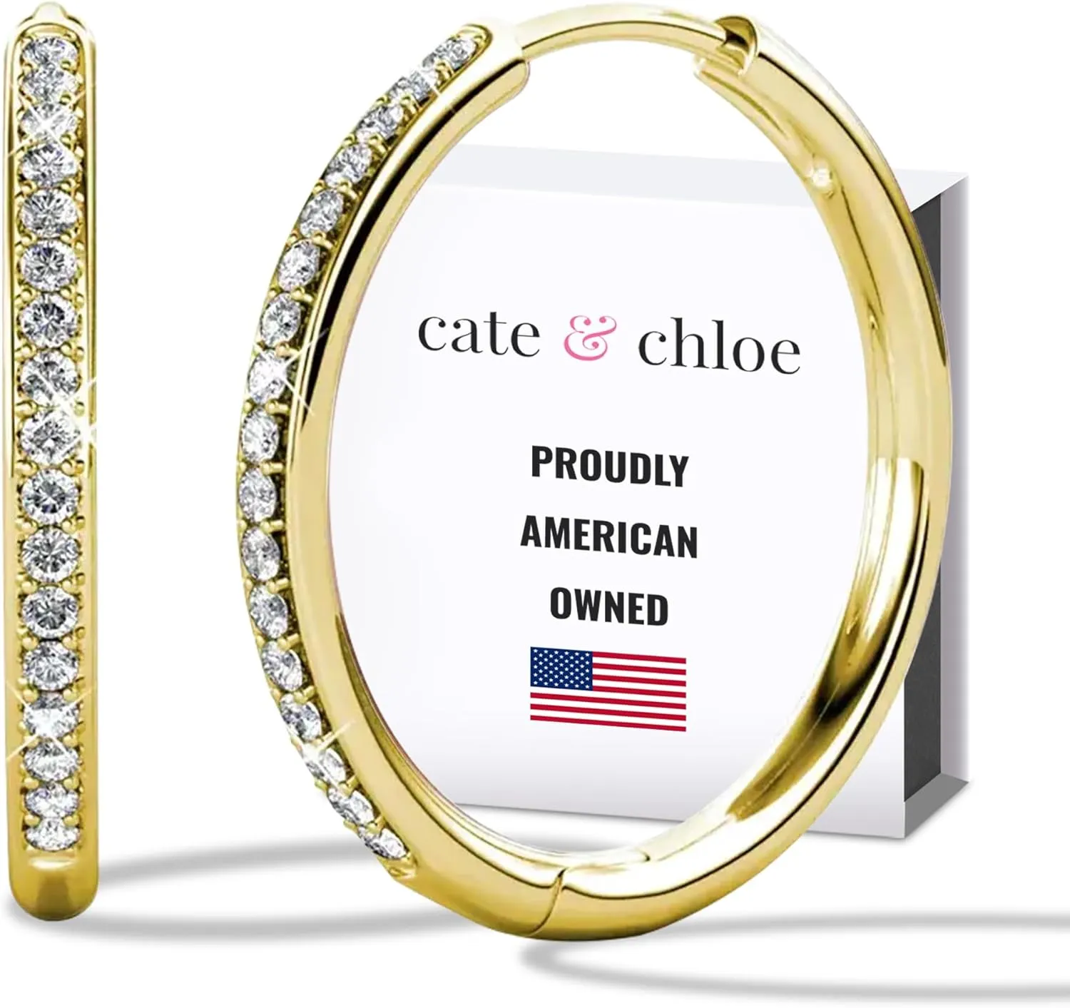Cate & Chloe Bianca 18k White Gold Hoop Earrings for Women | Best Silver Hoop Earrings for Women & Girls, Sparkle Cubic Zirconia Hoop Earrings | CZ Crystal Hoop Earrings