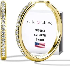 Cate & Chloe Bianca 18k White Gold Hoop Earrings for Women | Best Silver Hoop Earrings for Women & Girls, Sparkle Cubic Zirconia Hoop Earrings | CZ Crystal Hoop Earrings
