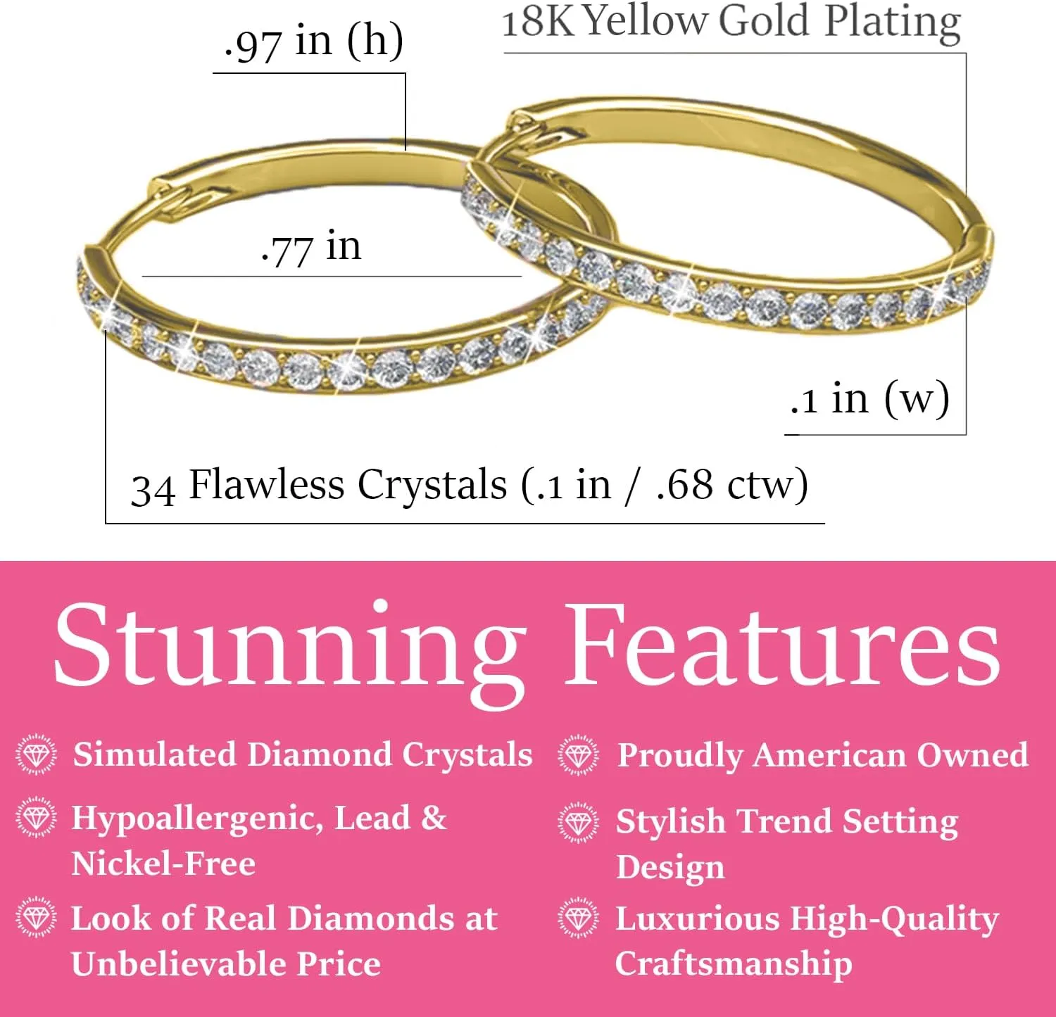 Cate & Chloe Bianca 18k White Gold Hoop Earrings for Women | Best Silver Hoop Earrings for Women & Girls, Sparkle Cubic Zirconia Hoop Earrings | CZ Crystal Hoop Earrings