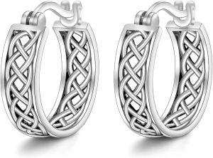 Celtic Earrings 925 Sterling Silver Celtic Knot Earrings for Women Hoop Luck Irish Celtics Jewelry Infinity Birthday Gift