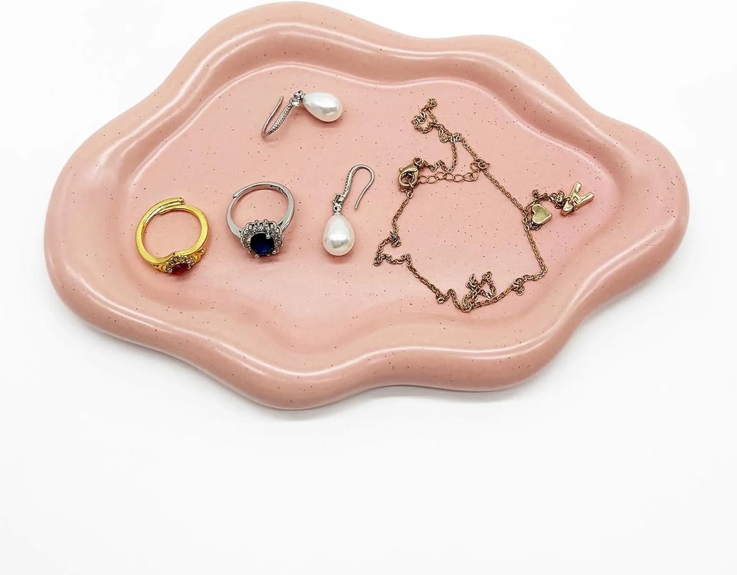Ceramic Jewelry Tray, Jewelry Dish for Women, Small Ring Dish, Pink Cloud Tray Vanity Decorative Dish, Jewelry Plate Ring Holder Dish, Gift Trinket Dish Jewelry Bowl for Keys, Perfume, Candles