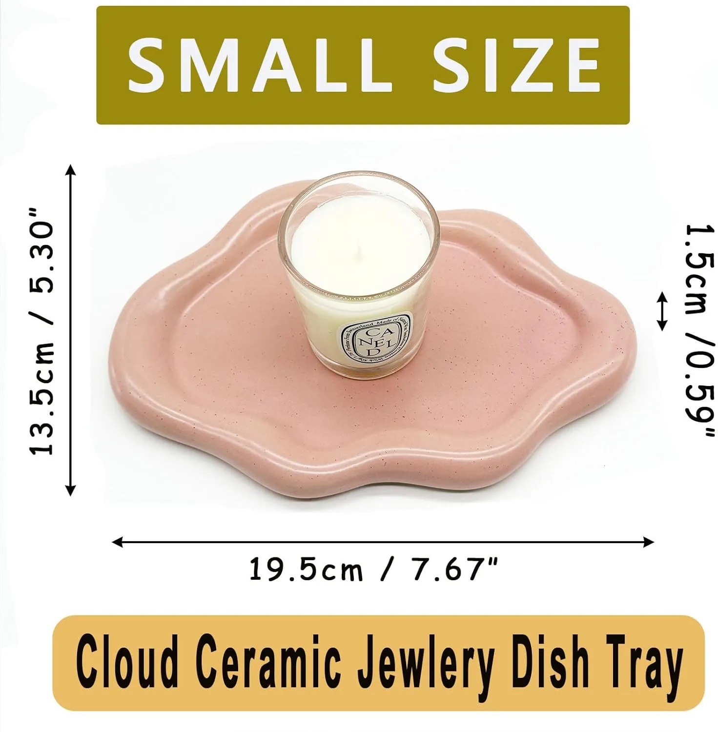 Ceramic Jewelry Tray, Jewelry Dish for Women, Small Ring Dish, Pink Cloud Tray Vanity Decorative Dish, Jewelry Plate Ring Holder Dish, Gift Trinket Dish Jewelry Bowl for Keys, Perfume, Candles