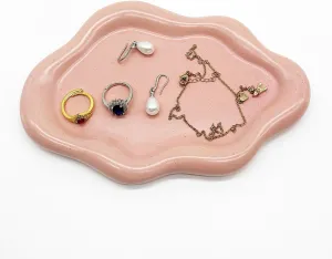 Ceramic Jewelry Tray, Jewelry Dish for Women, Small Ring Dish, Pink Cloud Tray Vanity Decorative Dish, Jewelry Plate Ring Holder Dish, Gift Trinket Dish Jewelry Bowl for Keys, Perfume, Candles