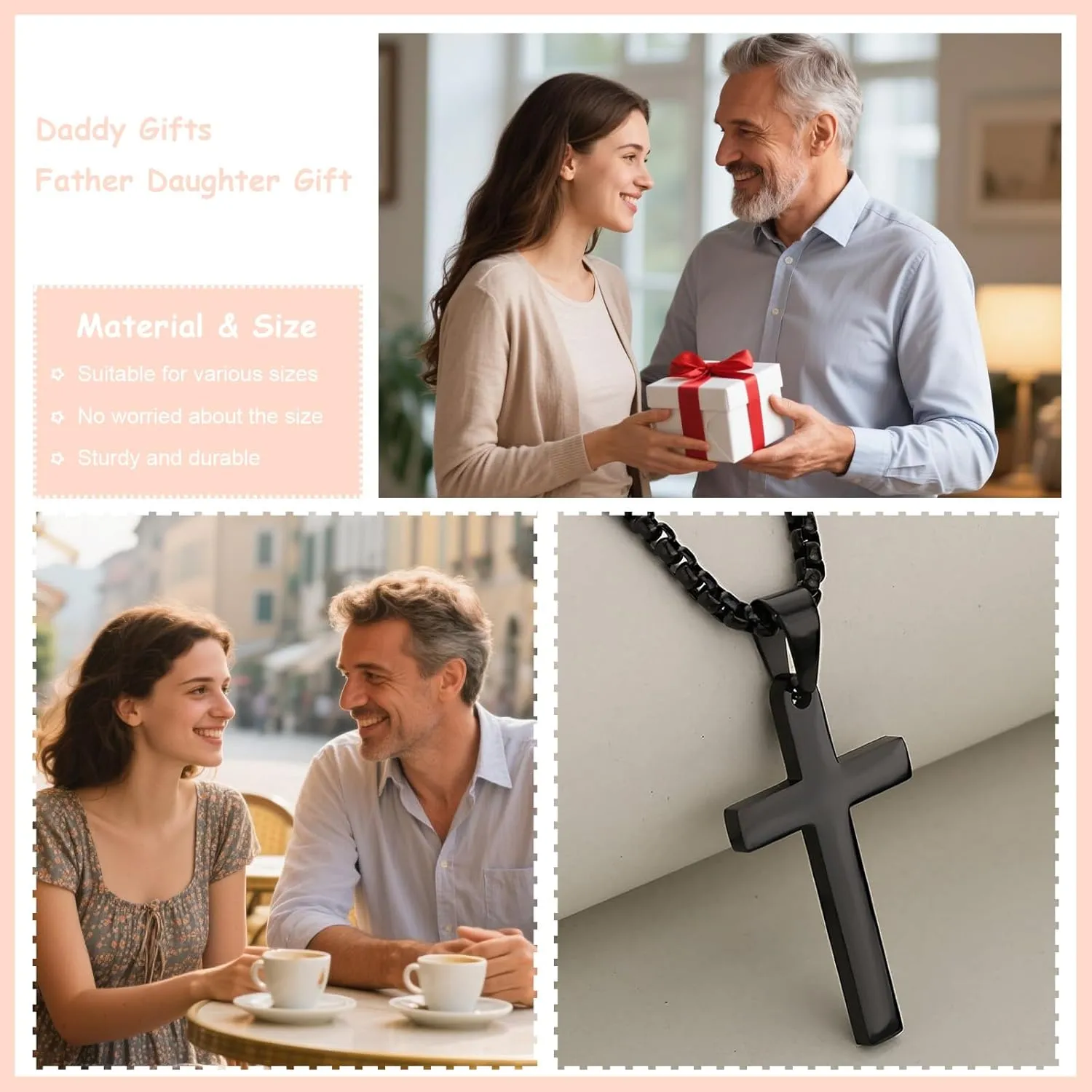 choice of all Cross Necklace for Men Fathers Day Gifts for Husband/Dad Silver Black Cross Pendant Necklace Christian Gifts for Men