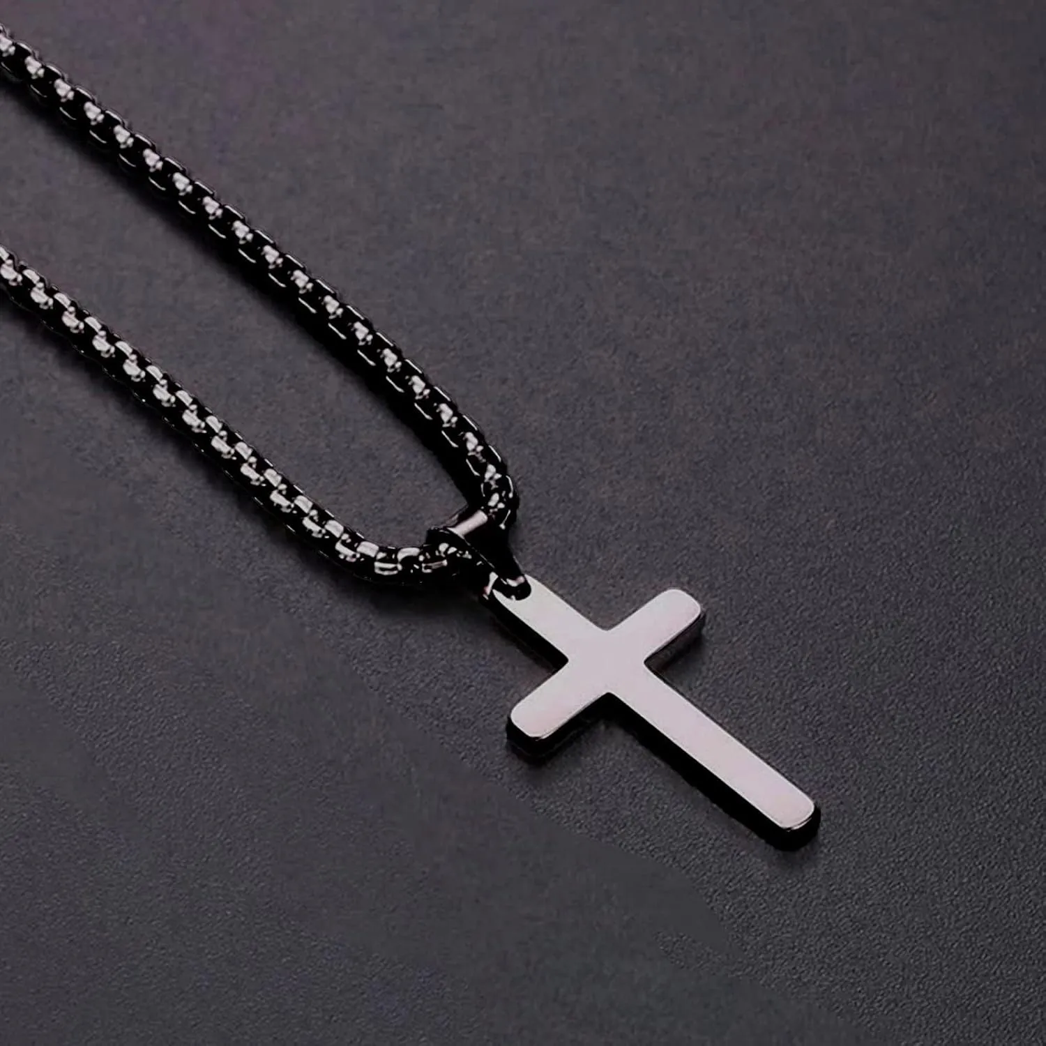 choice of all Cross Necklace for Men Fathers Day Gifts for Husband/Dad Silver Black Cross Pendant Necklace Christian Gifts for Men
