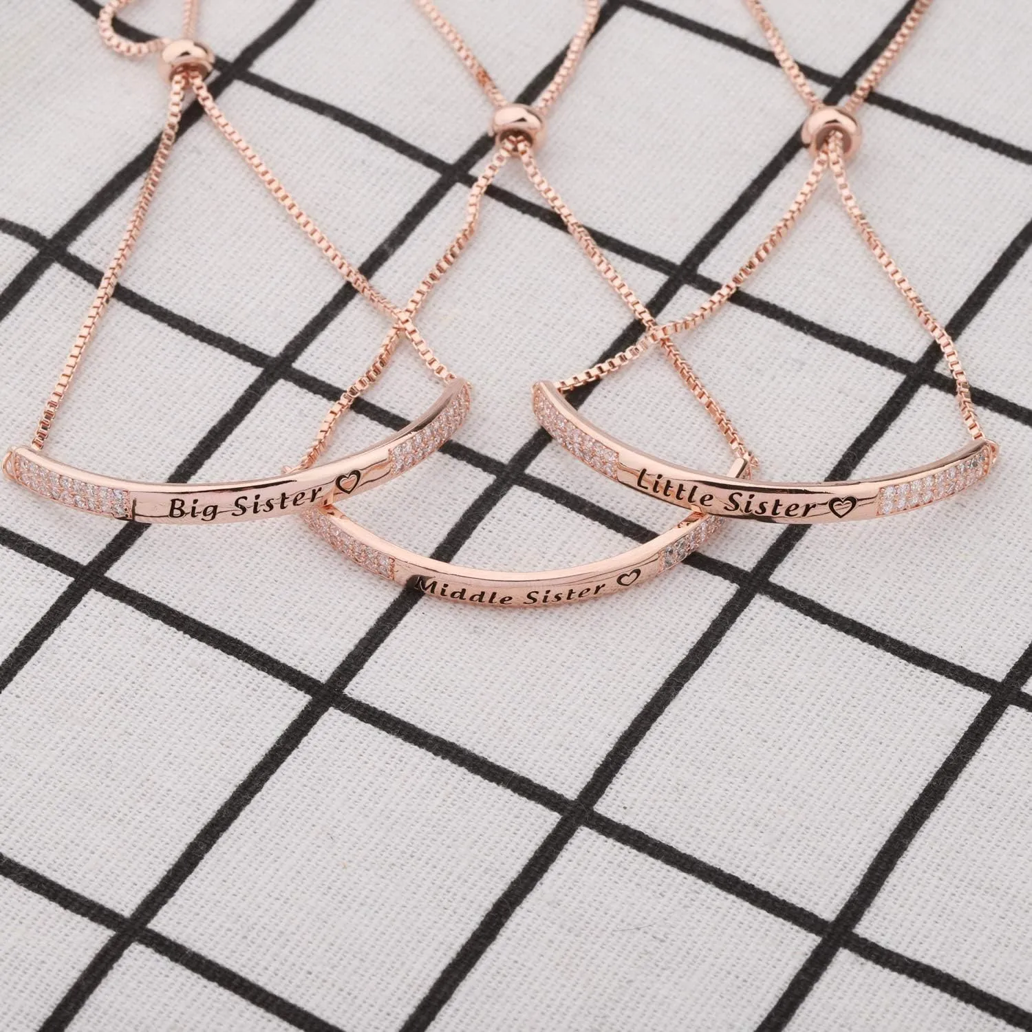 CHOORO Best Friend Jewelry Big Sister Middle Sister Little Sister Bracelet Set Sisters Rhinestone Bracelet Wedding Gifts for Sisters