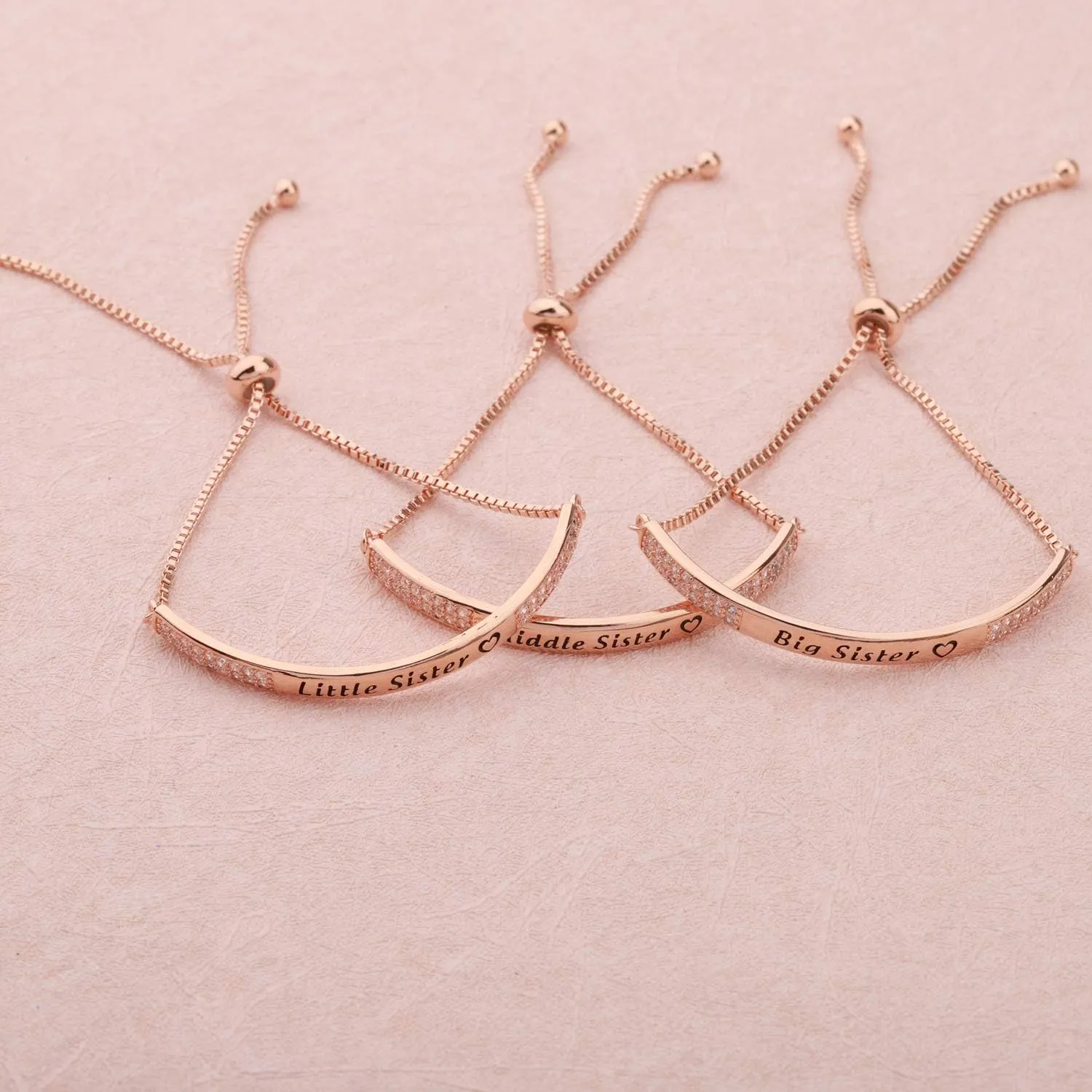 CHOORO Best Friend Jewelry Big Sister Middle Sister Little Sister Bracelet Set Sisters Rhinestone Bracelet Wedding Gifts for Sisters