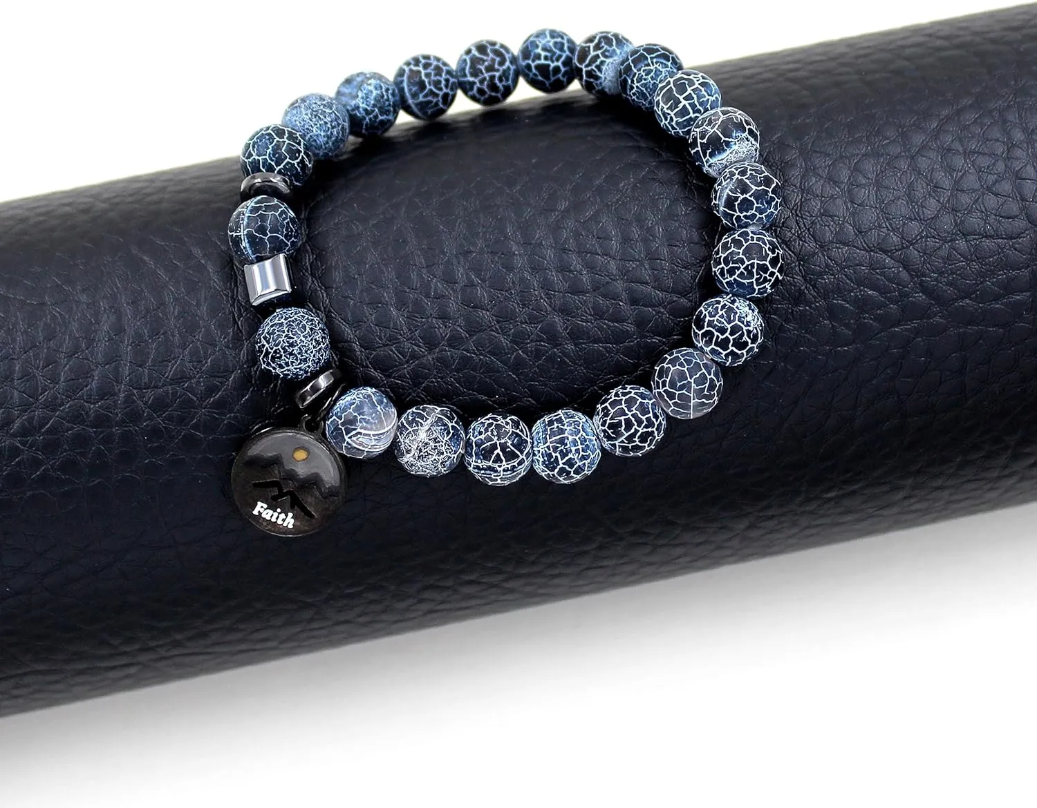 Christian 8mm Natural Jade Stone Mustard Seed Faith Bracelet, Inspirational Elastic Religious Beaded Bracelet for Men and Women, Suitable for Daily Wear YA4107