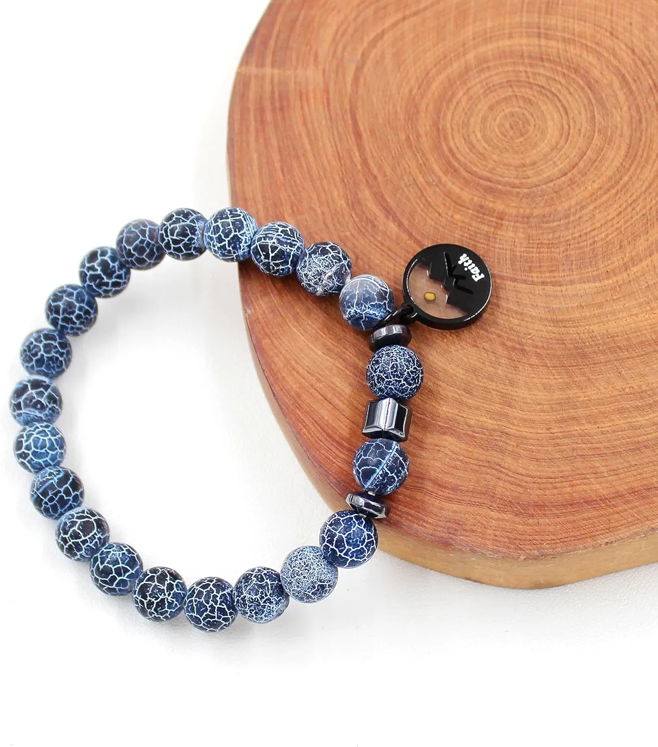 Christian 8mm Natural Jade Stone Mustard Seed Faith Bracelet, Inspirational Elastic Religious Beaded Bracelet for Men and Women, Suitable for Daily Wear YA4107