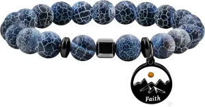 Christian 8mm Natural Jade Stone Mustard Seed Faith Bracelet, Inspirational Elastic Religious Beaded Bracelet for Men and Women, Suitable for Daily Wear YA4107