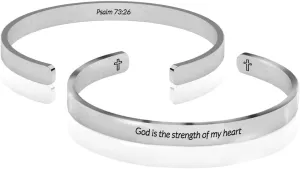 Christian Bracelet for Women Stainless Steel Inspirational Cross Bracelet Bible Verse Bracelets Scripture Engraved Religious Engraved Bracelet Friendship Motivational Birthday Jewelry Gift