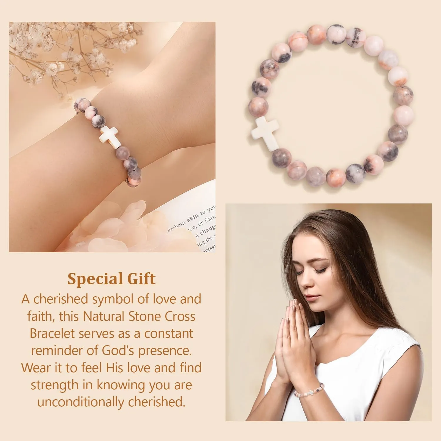 Christian Mothers-Day Gifts for Women, First Communion Confirmation Graduation Gifts Cross Bracelet, Inspirational Religious Birthday Bracelet for Her/Mom/Grandma/Daughter/Granddaughter/Friends/Sister/Godmother, Jesus Faith Jewelry