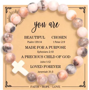 Christian Mothers-Day Gifts for Women, First Communion Confirmation Graduation Gifts Cross Bracelet, Inspirational Religious Birthday Bracelet for Her/Mom/Grandma/Daughter/Granddaughter/Friends/Sister/Godmother, Jesus Faith Jewelry
