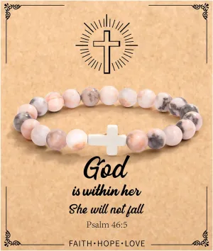 Christian Mothers-Day Gifts for Women, First Communion Confirmation Graduation Gifts Religious Cross Bracelet for Mom/Daughter/Friend/Sister/Grandma/Granddaughter/Godmother/Her, Inspirational Birthday Faith Based Jesus Jewelry