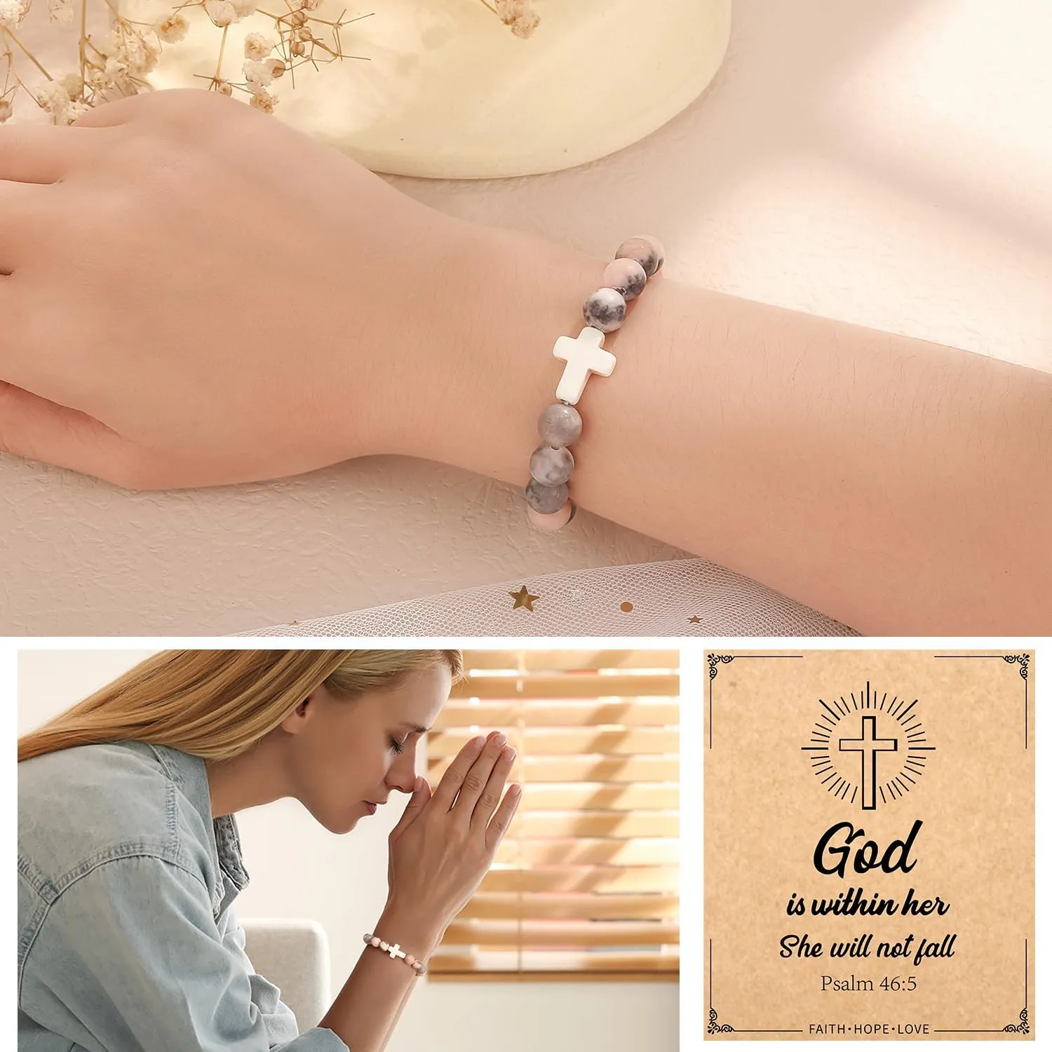 Christian Mothers-Day Gifts for Women, First Communion Confirmation Graduation Gifts Religious Cross Bracelet for Mom/Daughter/Friend/Sister/Grandma/Granddaughter/Godmother/Her, Inspirational Birthday Faith Based Jesus Jewelry