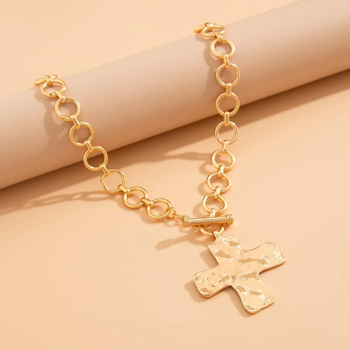 Chunky Cross Necklace for Women Heart Necklace Coin Necklace Pendant Charm Necklace OT Toggle Choker Jewelry